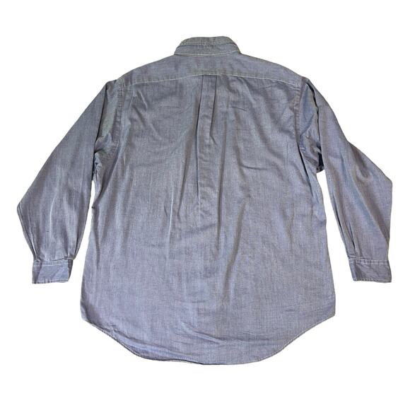 Ralph Lauren Blue Long Sleeve Button Down Cotton Chambray Size Large 16 1/2-34 - Picture 5 of 5
